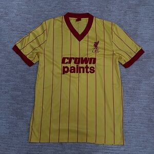 LIVERPOOL LFC Crown Paints Yellow Red Retro Jersey Authentic
Size M
